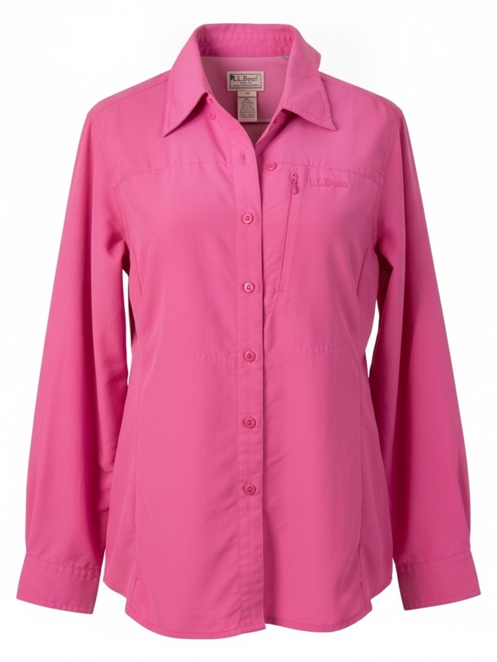 L.L. Bean Women's Hot Pink Button-Front Collared Shirt